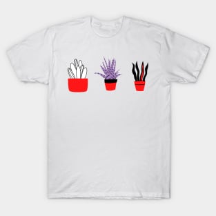 red black purple plant line art T-Shirt